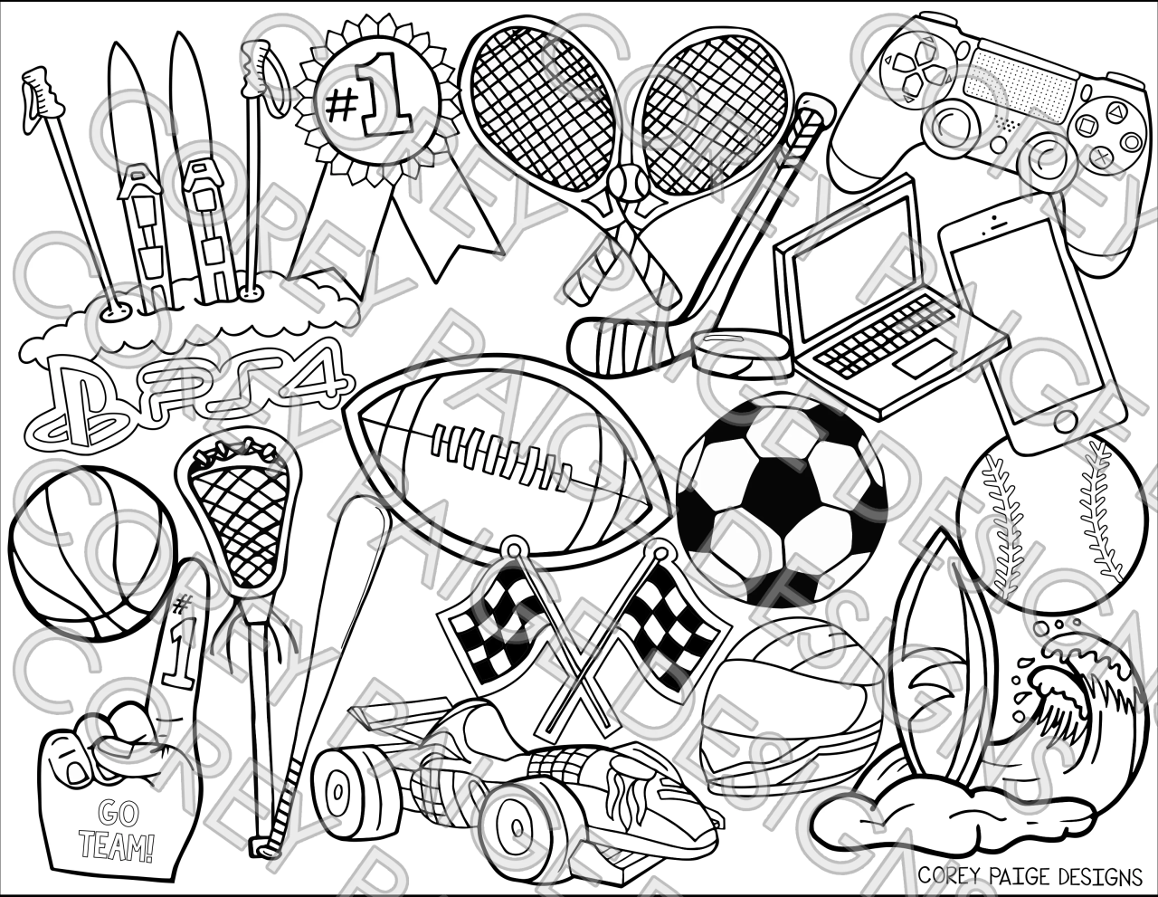 Coloring book pages sports